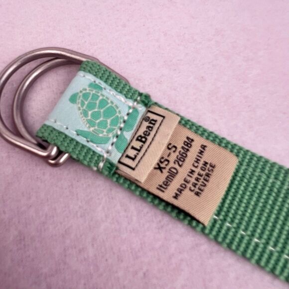 LL Bean Women’s D-Ring Belt Sea Turtle Print Size XS-S Mint Green Casual - Picture 8 of 12